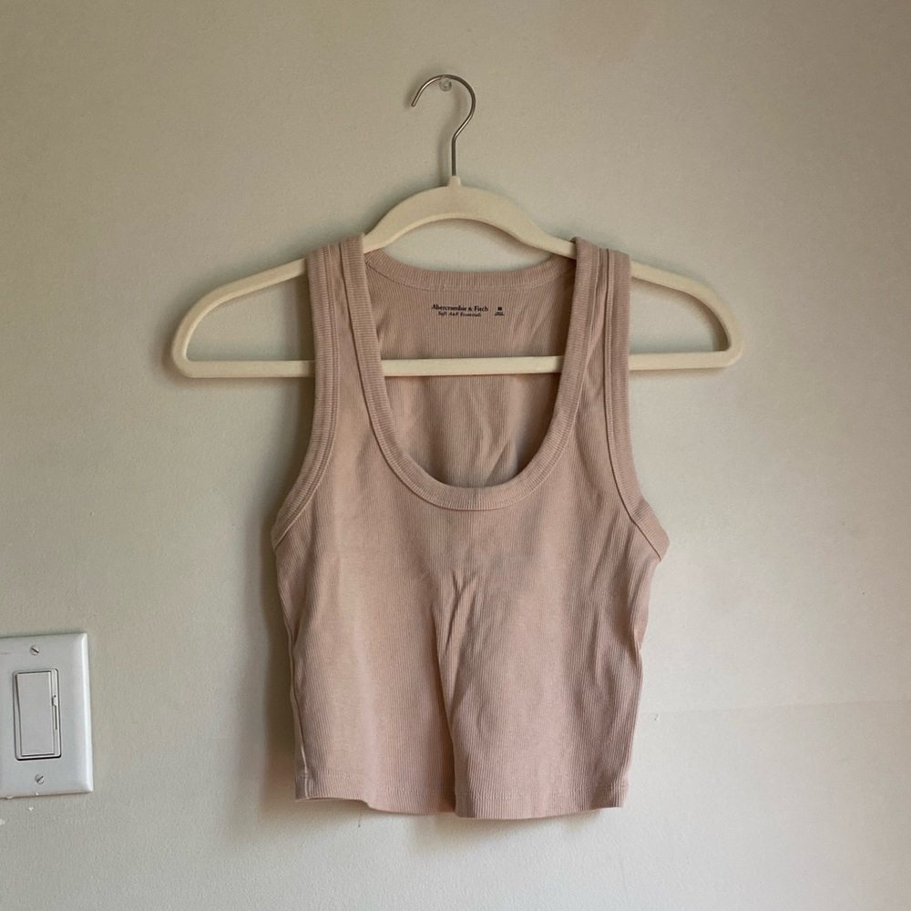 Abercrombie Neutral Beige Cropped Ribbed Tank